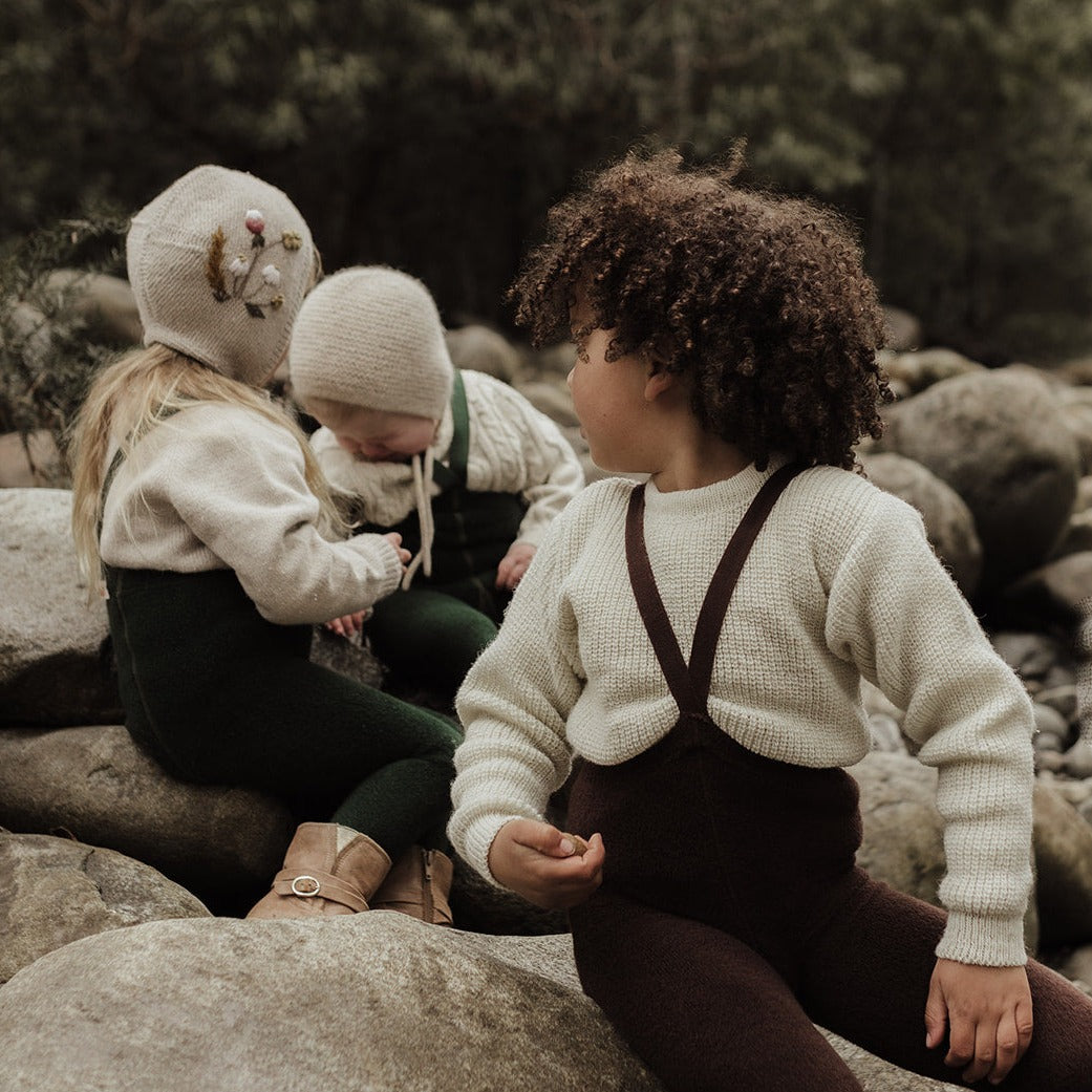 Silly Silas Unisex Teddy Warmy Footless Tights with Braces (Chocolate Brown)